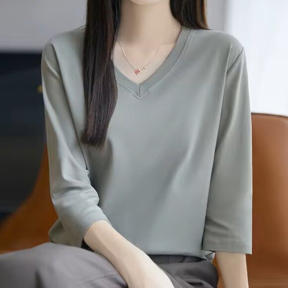 Mid-length sleeve Cotton Casual T-shirt (Multi-colour) - Picture 7 of 11